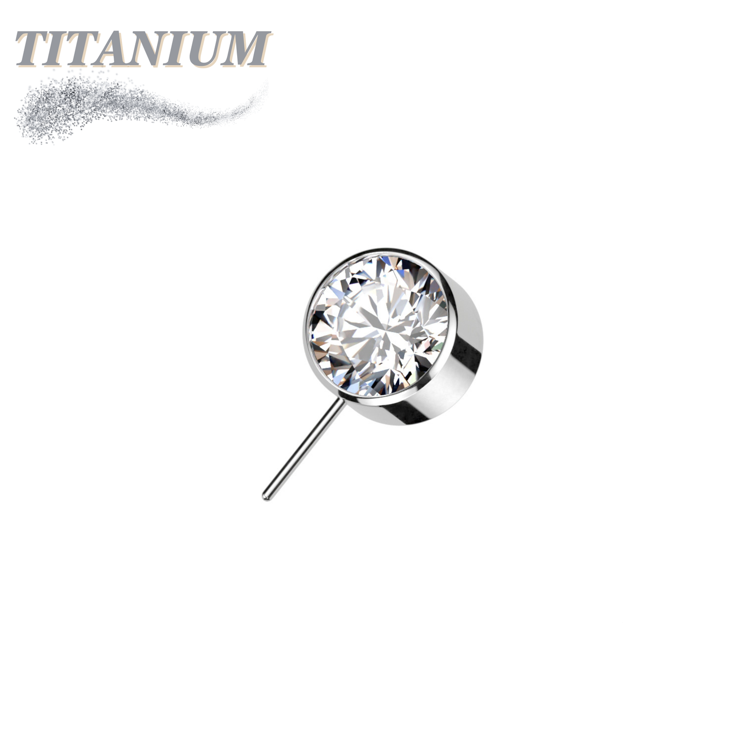 Threadless Front Facing Zircon Bezel Set Gem Top Only