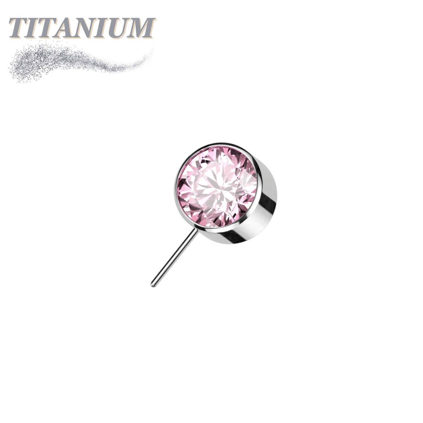 Threadless Front Facing Zircon Bezel Set Gem Top Only