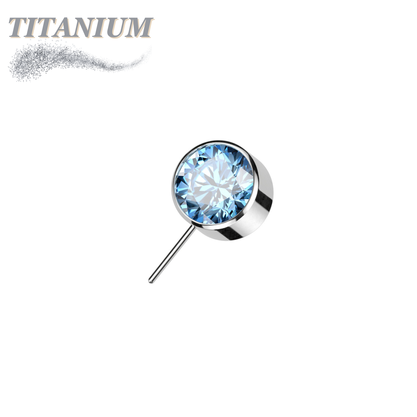Threadless Front Facing Zircon Bezel Set Gem Top Only