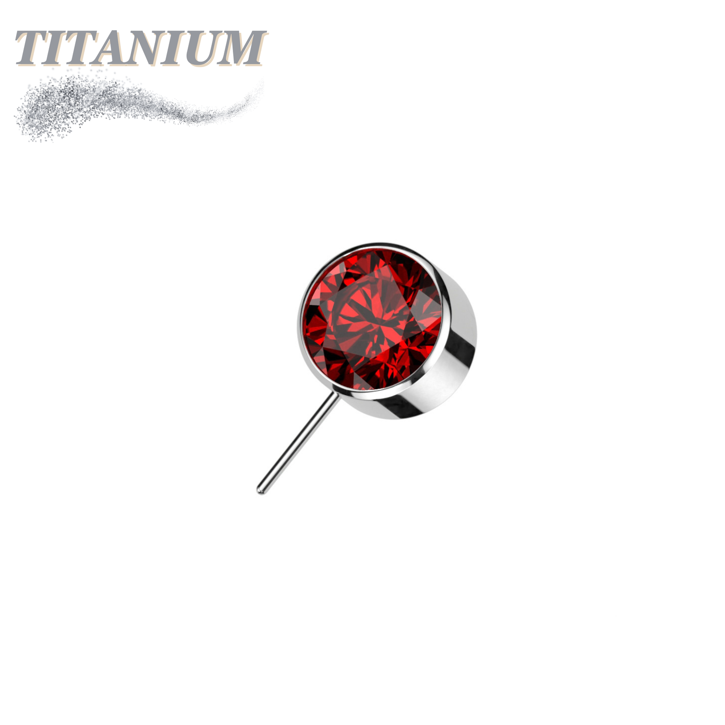 Threadless Front Facing Zircon Bezel Set Gem Top Only