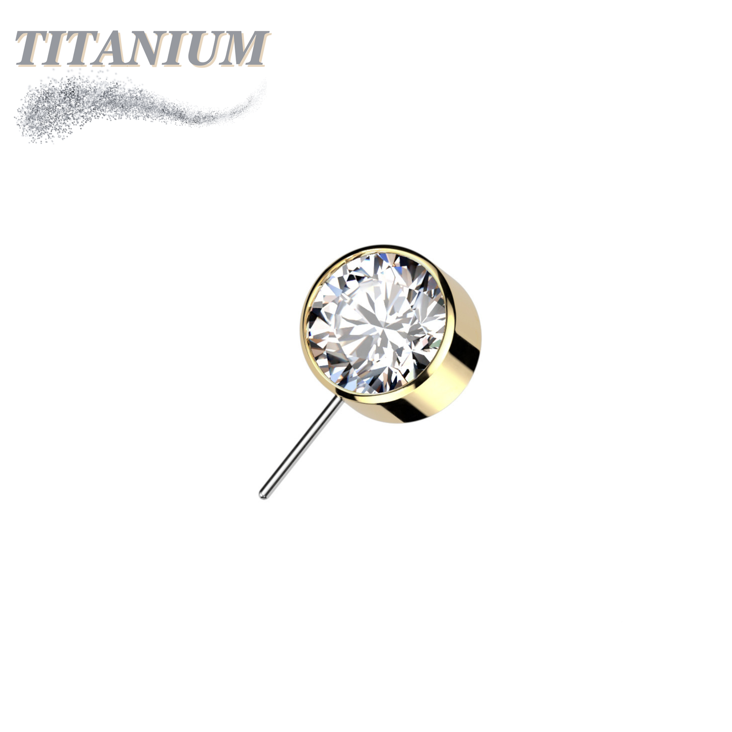 Threadless Front Facing Zircon Bezel Set Gem Top Only