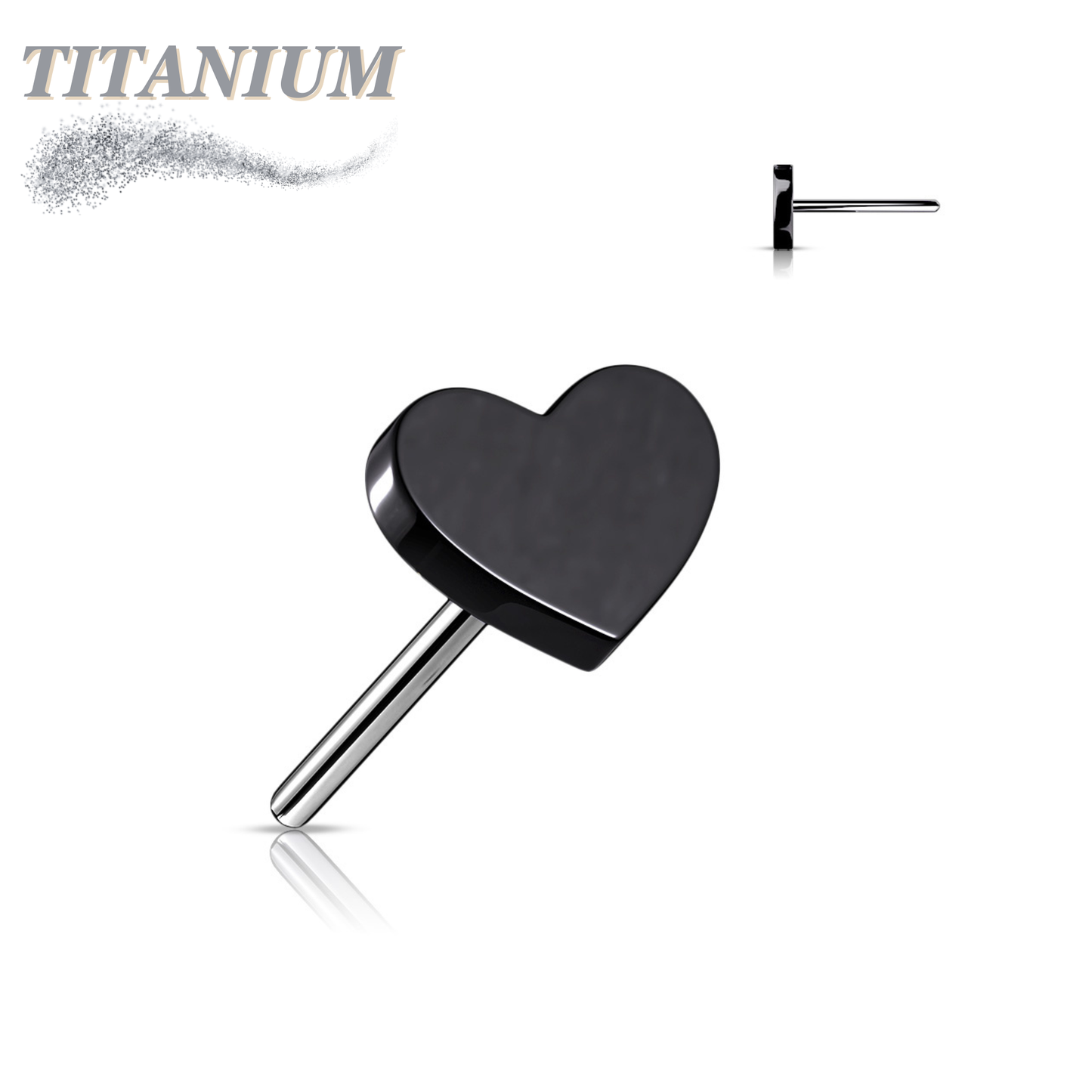 Titanium Threadless 4mm Heart Top Only