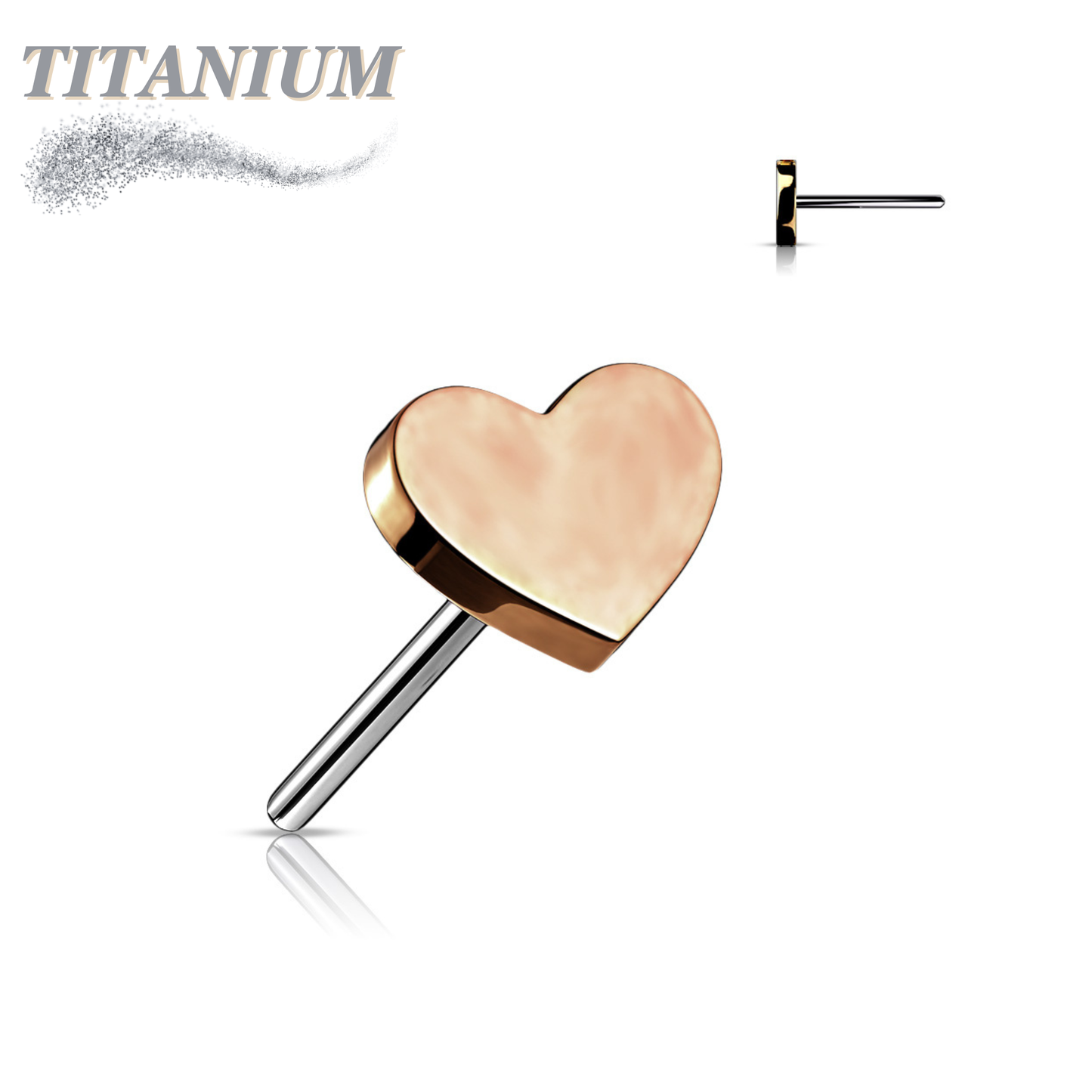 Titanium Threadless 4mm Heart Top Only