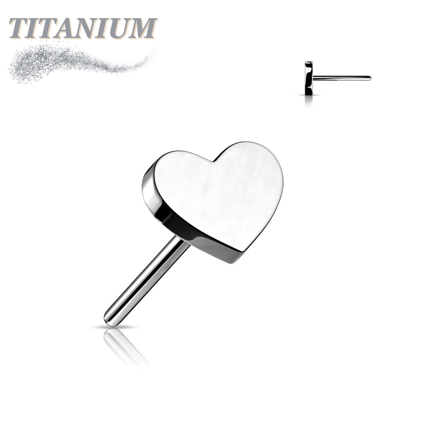Titanium Threadless 4mm Heart Top Only
