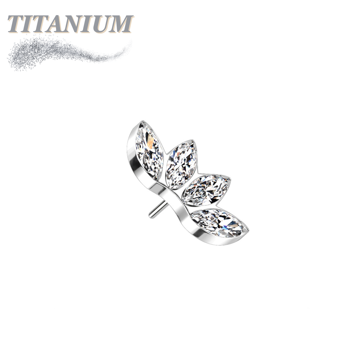 Threadless Titanium 4 Marquise Crystal Fan Top Only