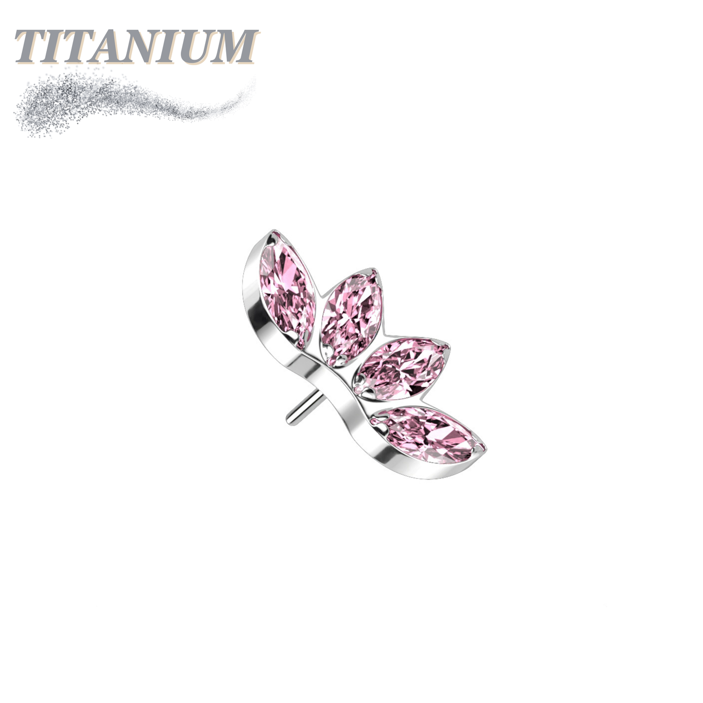 Threadless Titanium 4 Marquise Crystal Fan Top Only