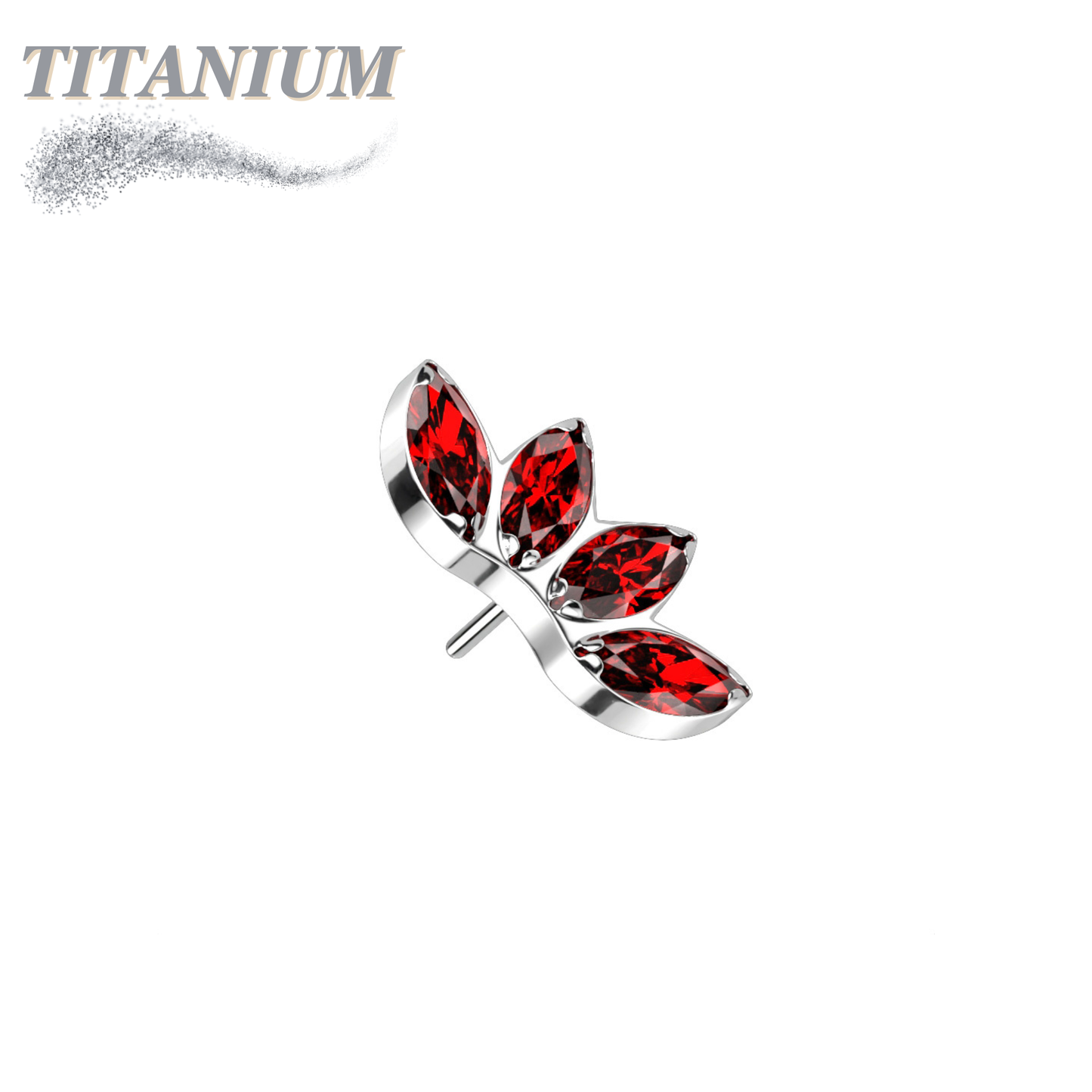Threadless Titanium 4 Marquise Crystal Fan Top Only
