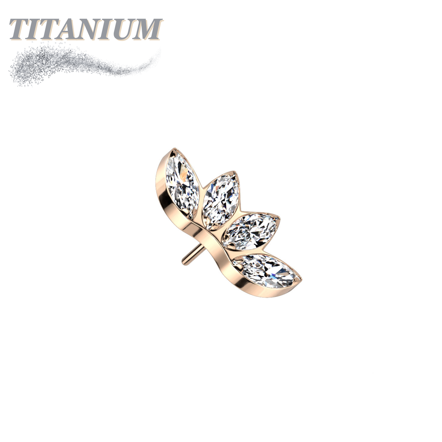Threadless Titanium 4 Marquise Crystal Fan Top Only