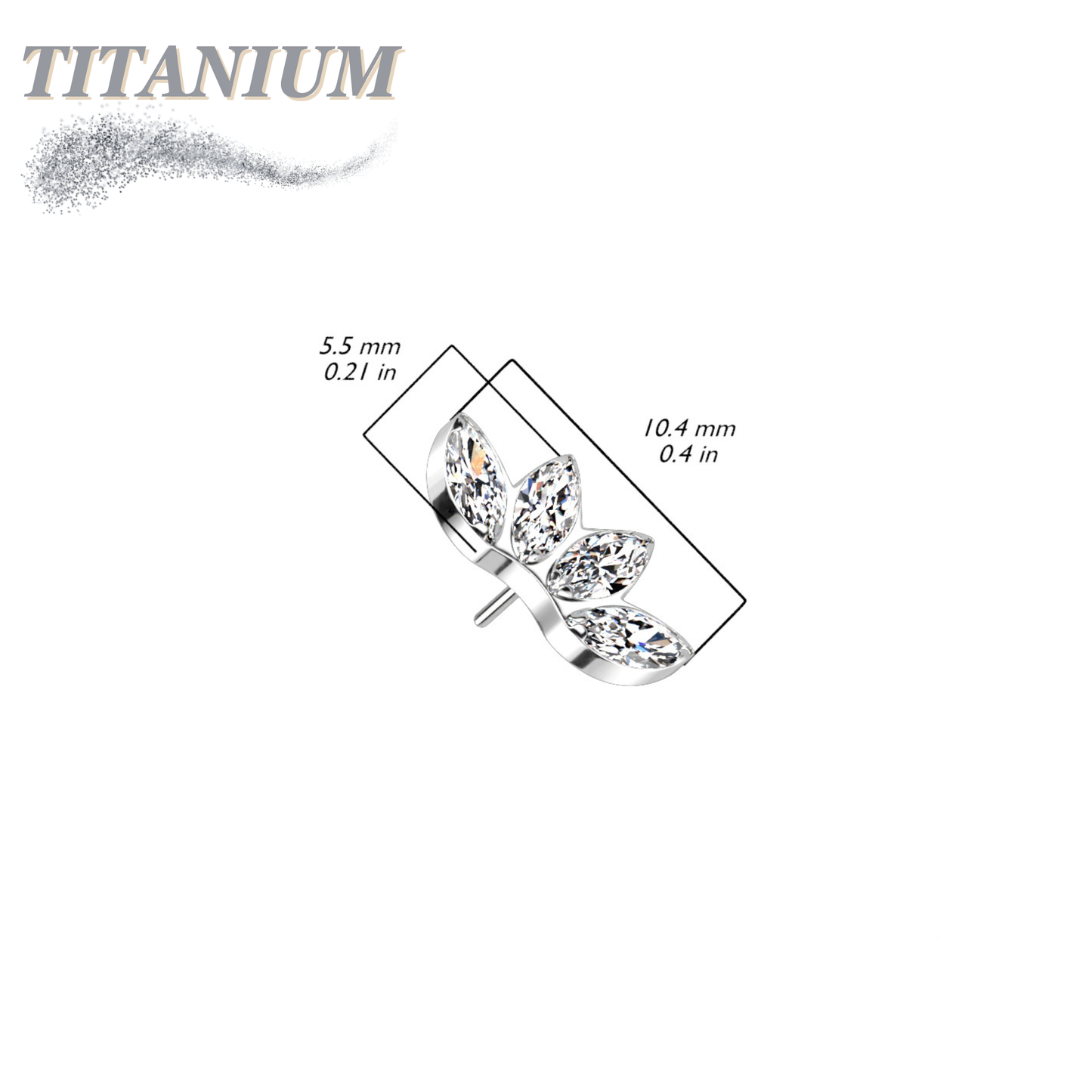 Threadless Titanium 4 Marquise Crystal Fan Top Only