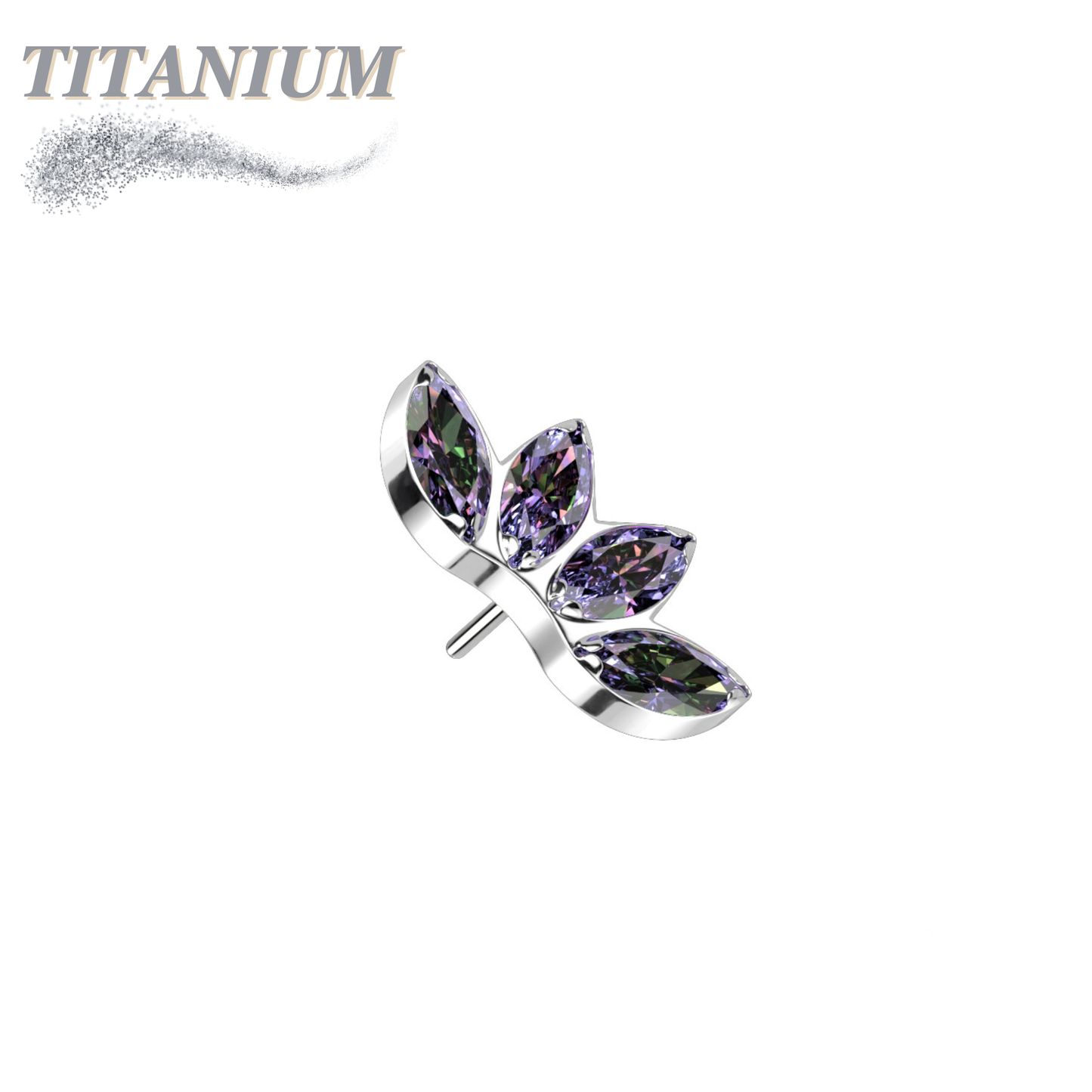 Threadless Titanium 4 Marquise Crystal Fan Top Only