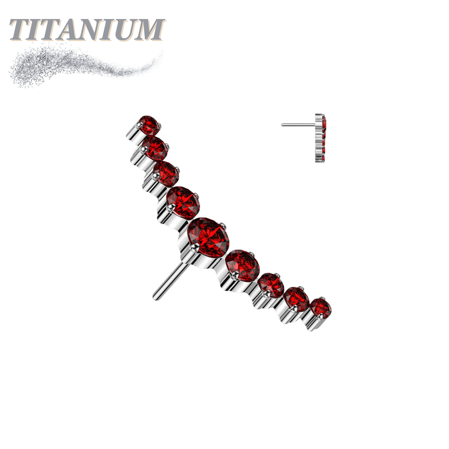 Threadless Titanium 9 CZ Curved Top Only