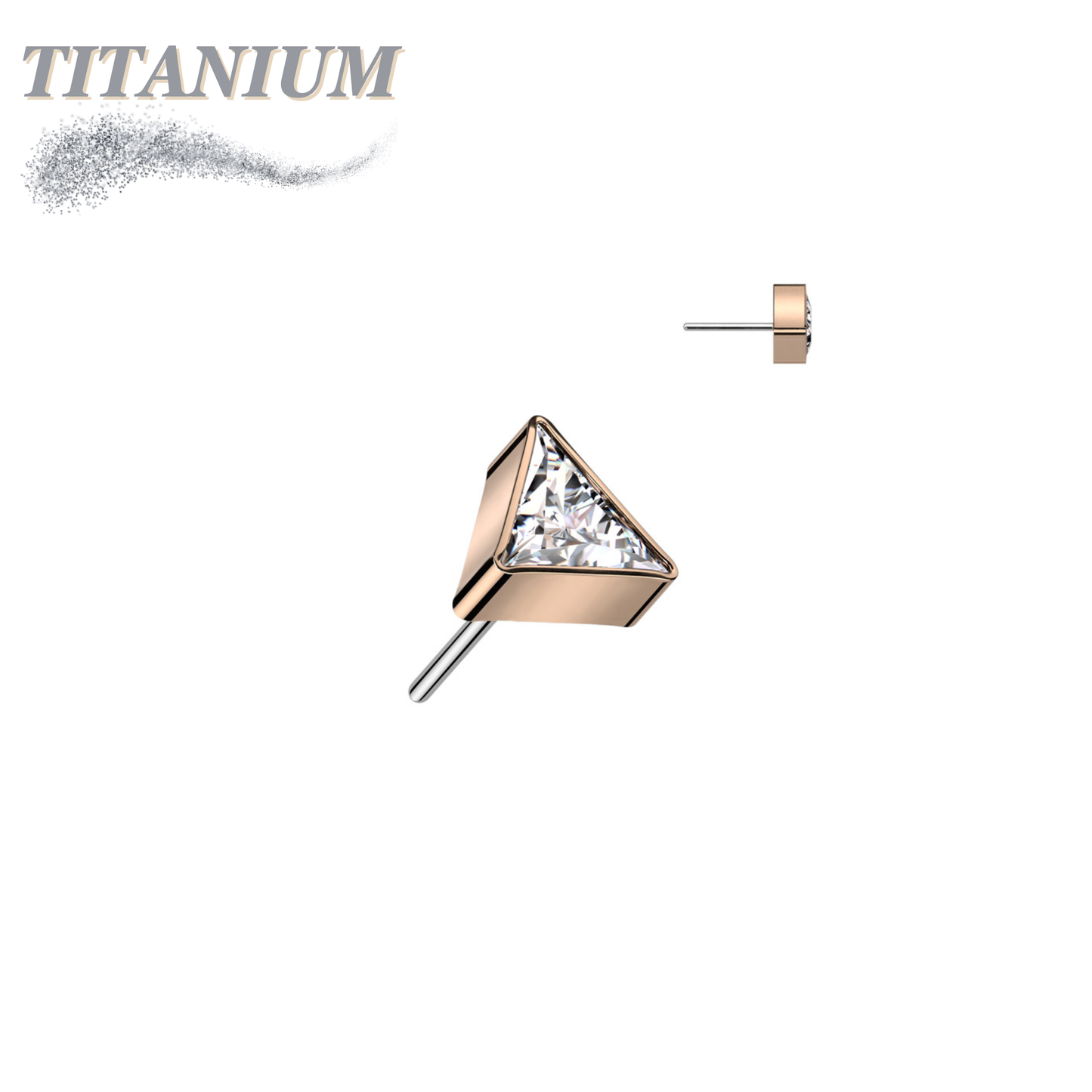 Threadless Titanium CZ Triangle Top Only