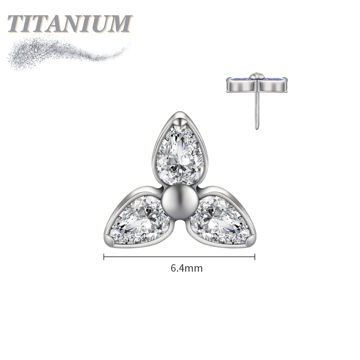 Threadless Titanium Triple Marquise Flower Top Only