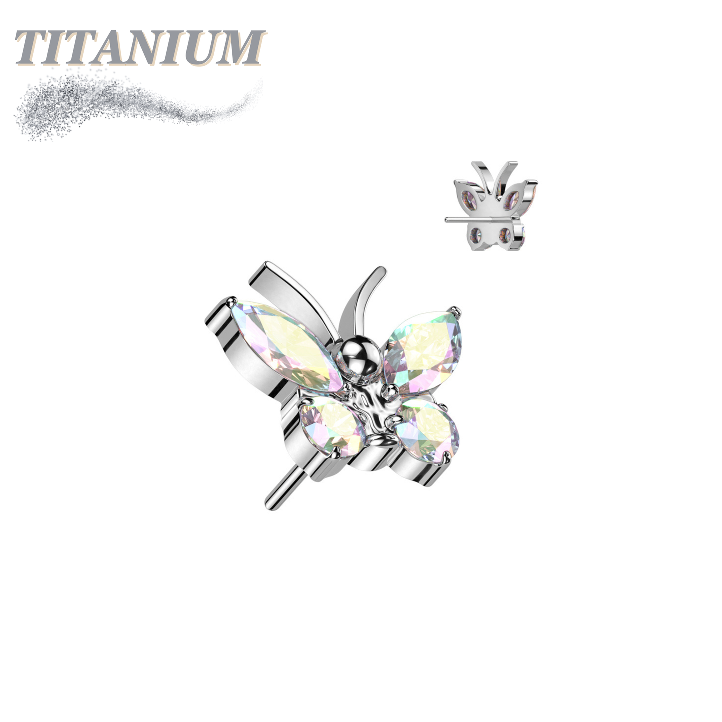 Threadless Titanium CZ Butterfly Top Only