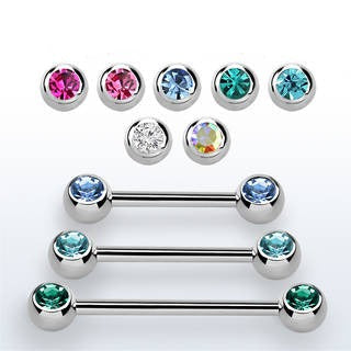 Pre-Sterilized Surgical Steel Nipple Barbell with Front Facing CZ External Thread