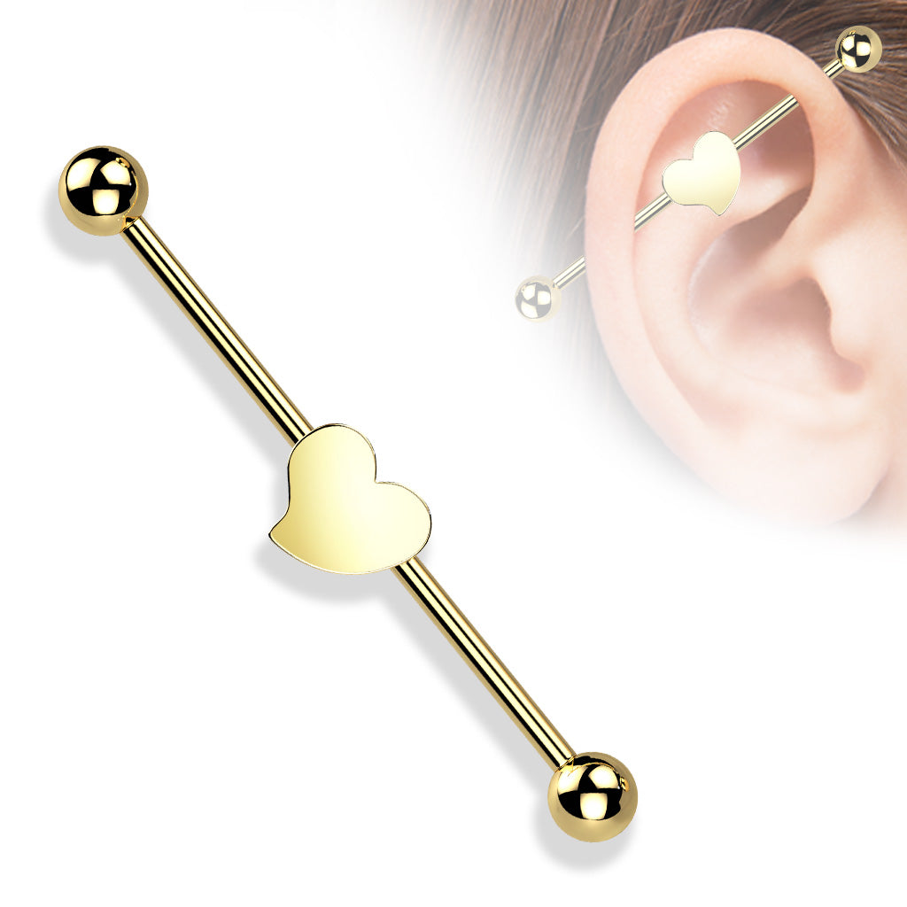 Surgical Steel Heart Industrial Barbell External Thread