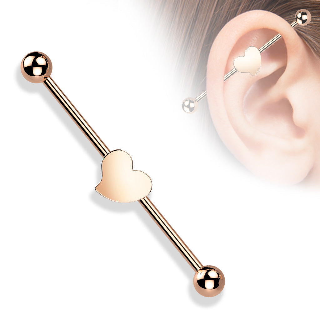 Surgical Steel Heart Industrial Barbell External Thread