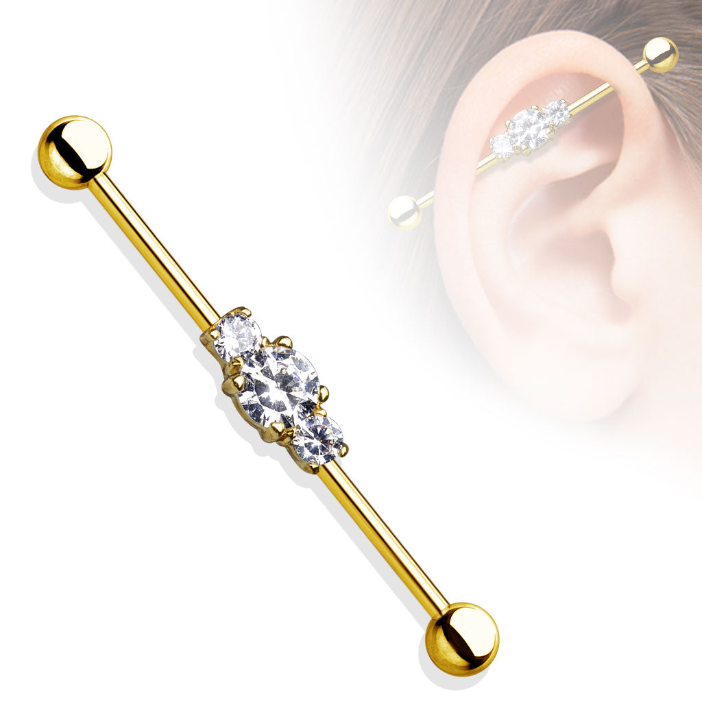 Surgical Steel Triple Gem Industrial External Thread