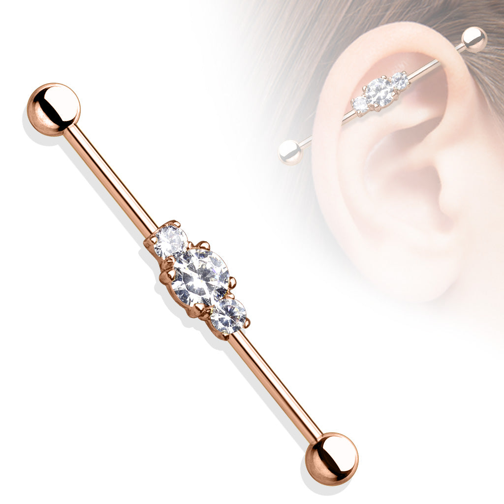 Surgical Steel Triple Gem Industrial External Thread