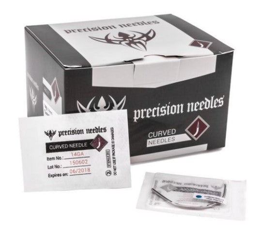 Precision Pre-Sterilized Curved Piercing Needles 50/Box