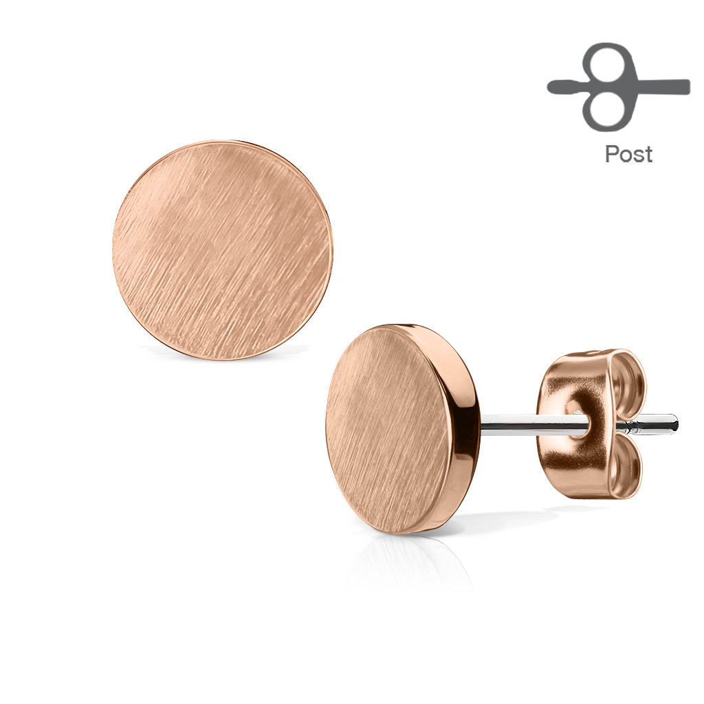 Brushed Finish Plain Circle Surgical Steel Earrings