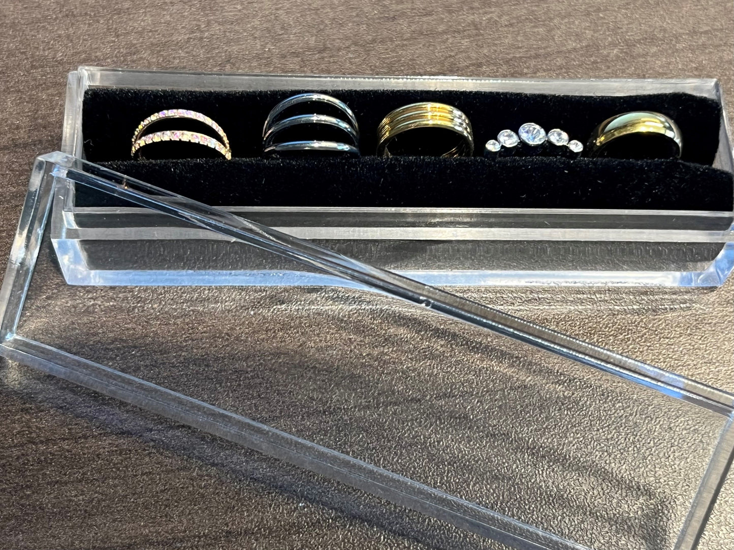 Mini acrylic display box with velvet lining