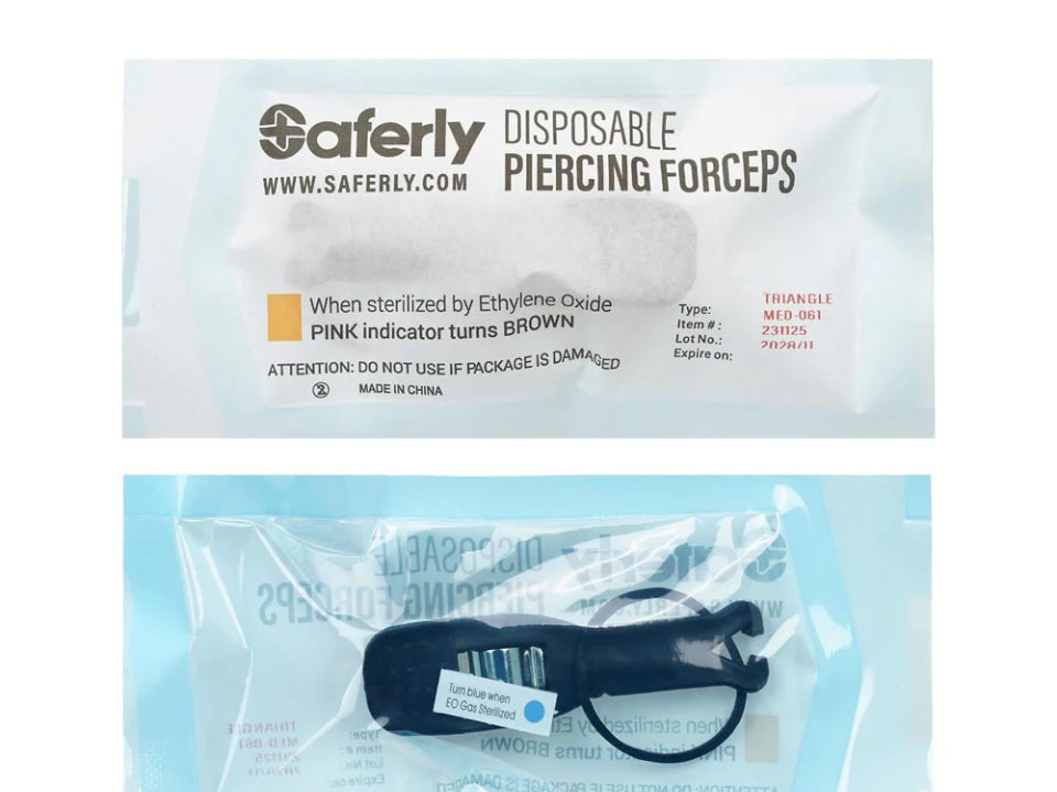 Saferly Disposable Pre-Sterilized Plastic Round Forceps Clamp - Box of 25