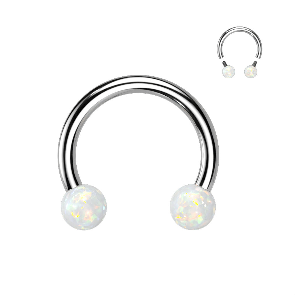 Surgical Steel Internal Thread Horseshoe with Opal Balls