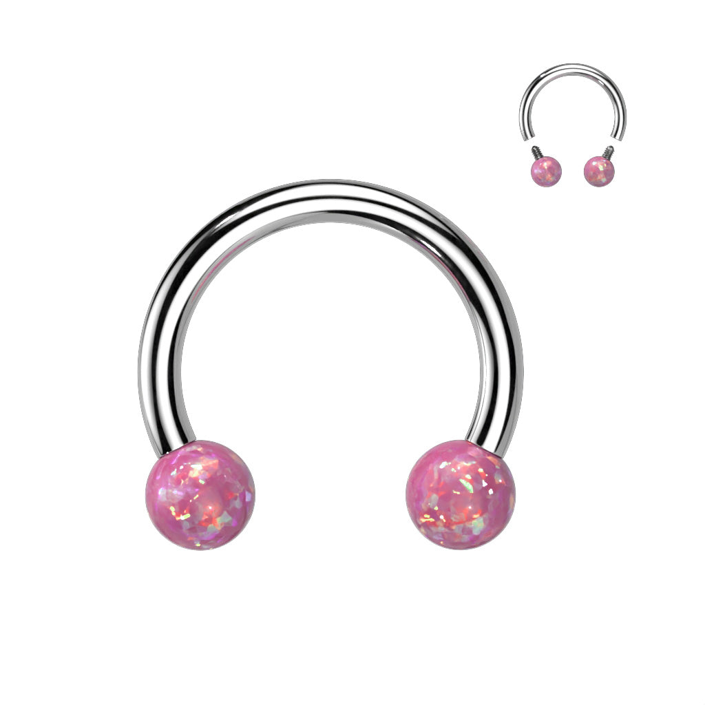 Surgical Steel Internal Thread Horseshoe with Opal Balls