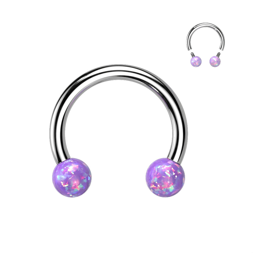 Surgical Steel Internal Thread Horseshoe with Opal Balls