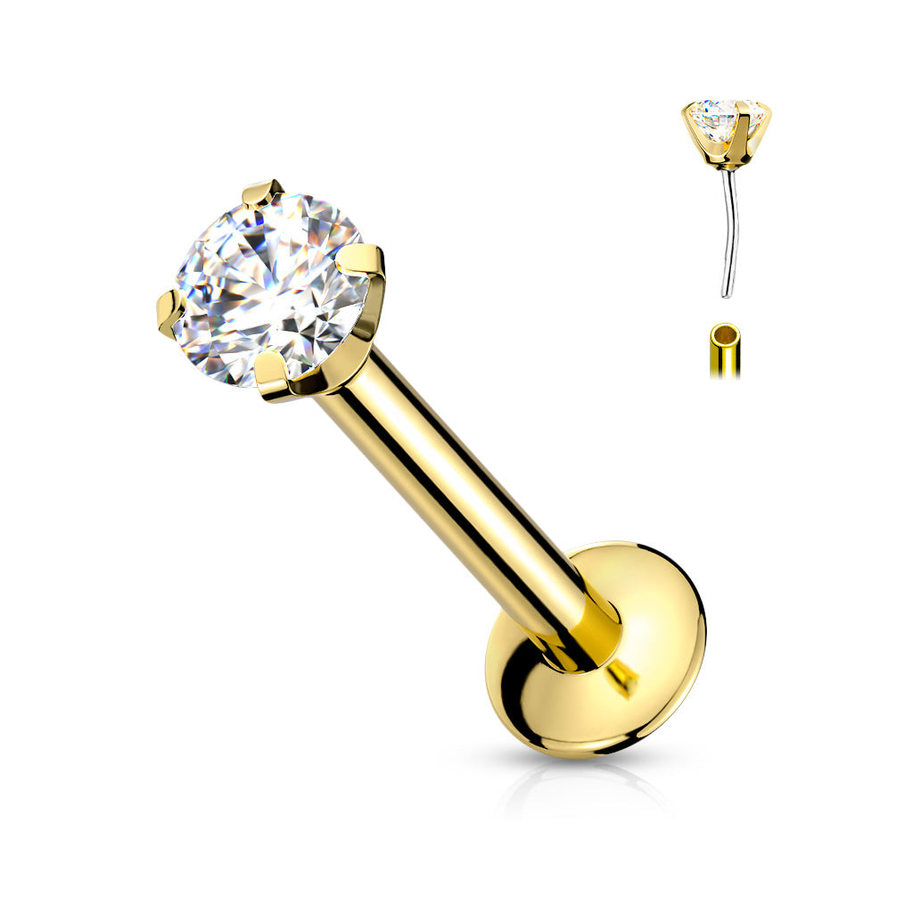 Pre-Sterilized Titanium Prong Set CZ Internally Threaded Labret