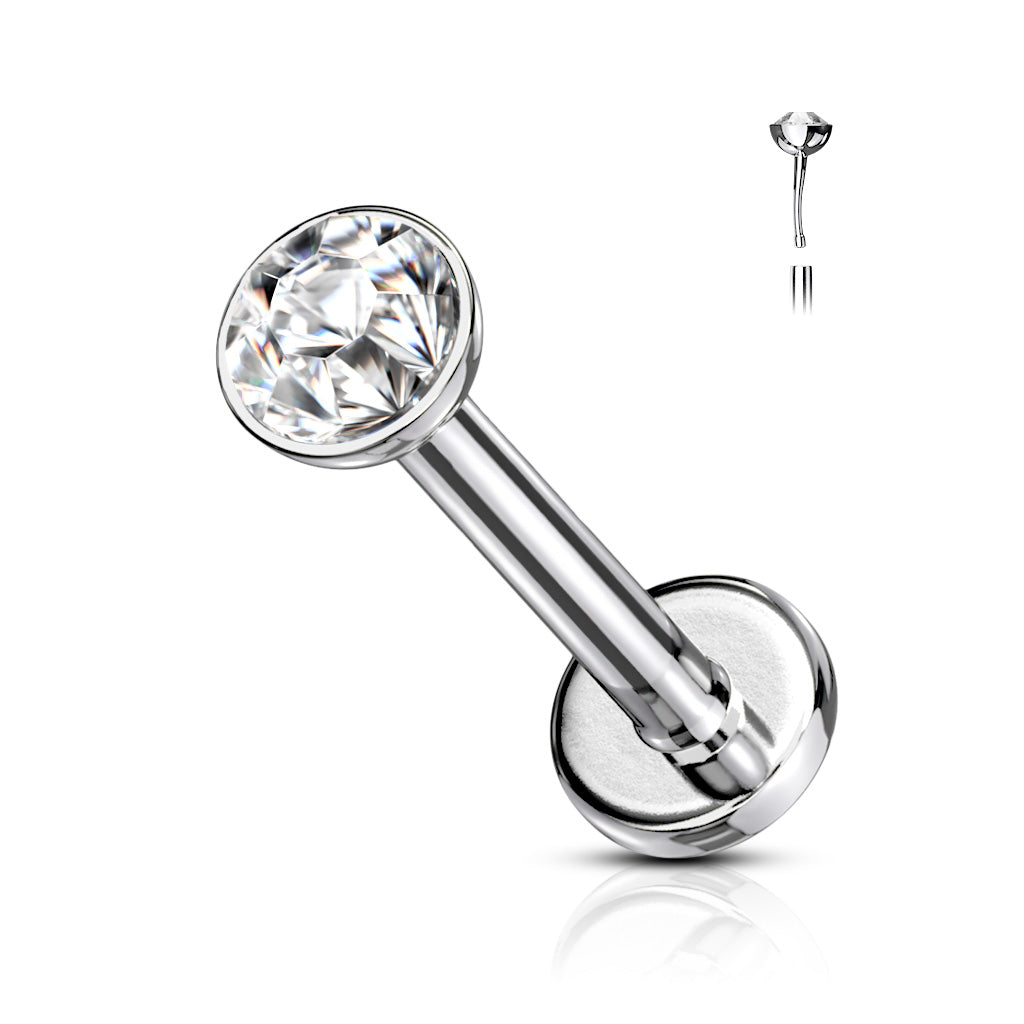 Pre-Sterilized Titanium Threadless Bezel Set Top CZ Labret Combo (2.5mm Base)