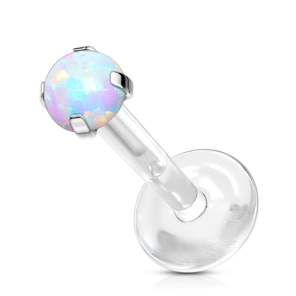 Threadless Acrylic Prong Set Opal Top Labret Combo