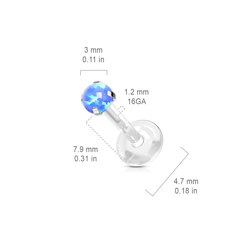 Threadless Acrylic Prong Set Opal Top Labret Combo