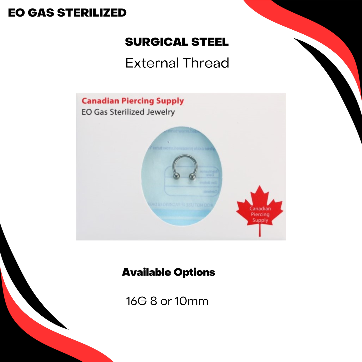 Pre-Sterilized Surgical Steel Solid Circular Barbell/Horseshoe Externally Threaded
