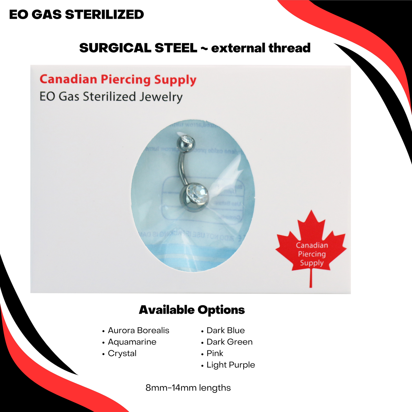 Pre-Sterilized Surgical Steel External Thread Belly Banana