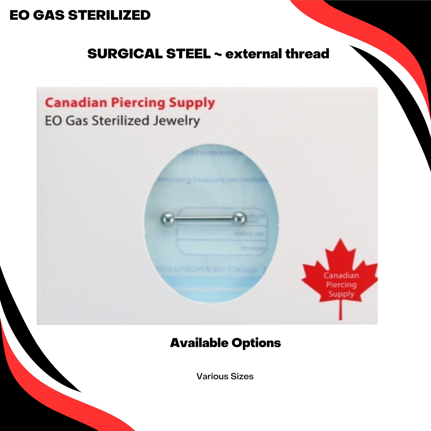 Pre-Sterilized Surgical Steel External Thread Straight Barbell