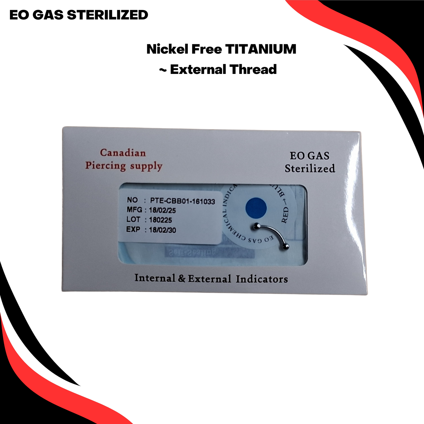 Pre-Sterilized Titanium Solid Curved Externally Threaded Barbell