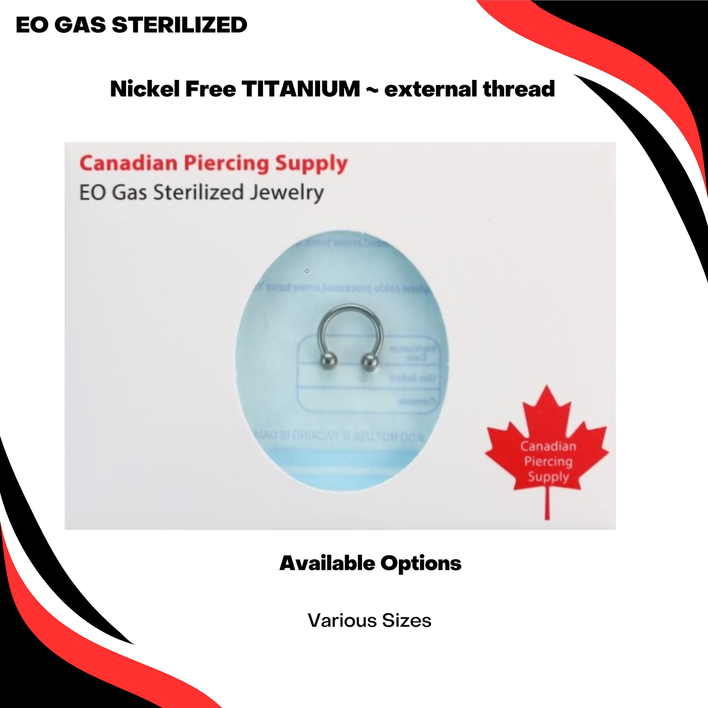 Pre-Sterilized Titanium Solid Circular Barbell/Horseshoe Externally Threaded