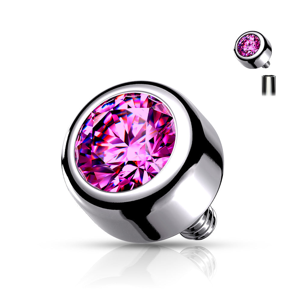 Internally Threaded Titanium Round Bezel Gem Tops