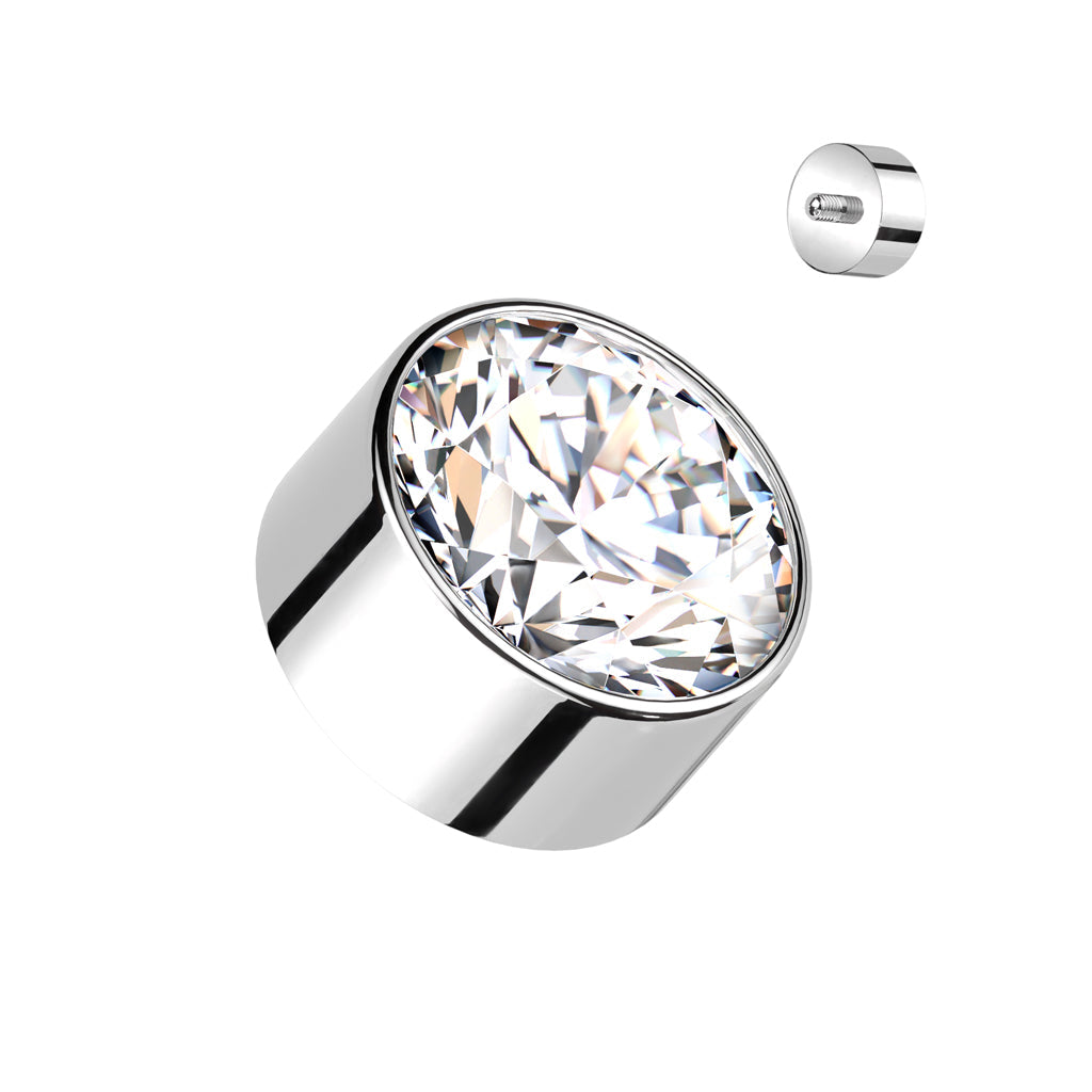 Internally Threaded Titanium Round Bezel Gem Tops