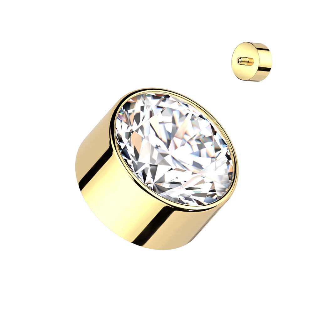 Internally Threaded Titanium Round Bezel Gem Tops