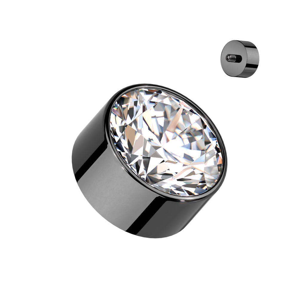 Internally Threaded Titanium Round Bezel Gem Tops