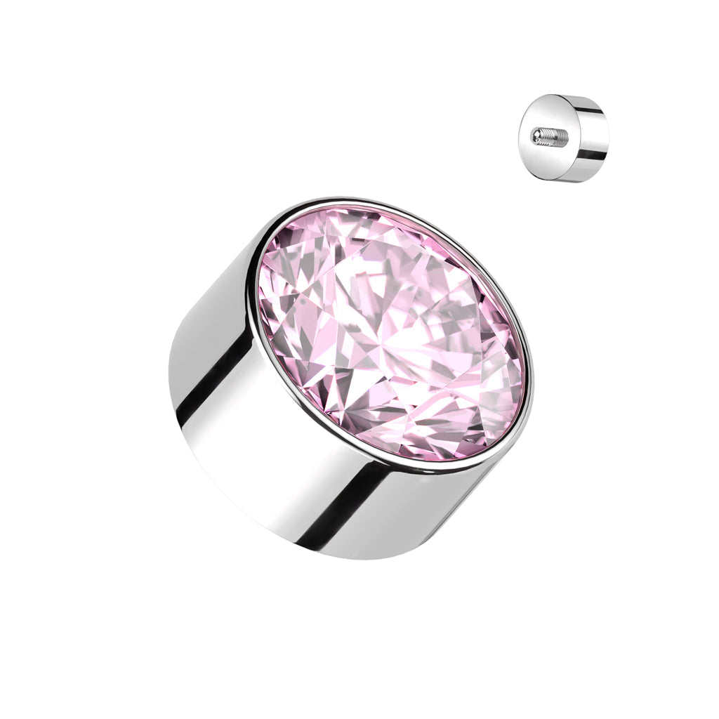 Internally Threaded Titanium Round Bezel Gem Tops