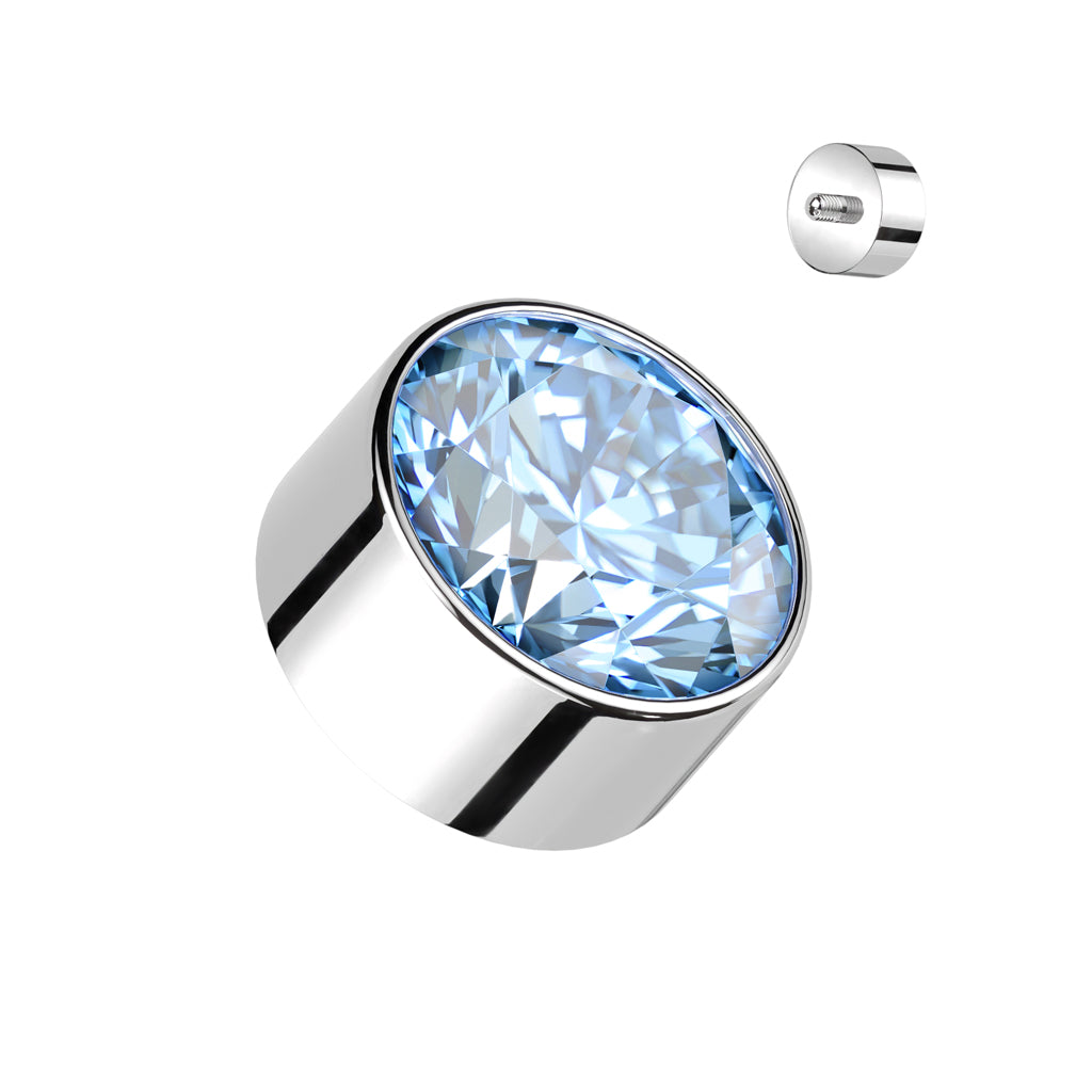 Internally Threaded Titanium Round Bezel Gem Tops