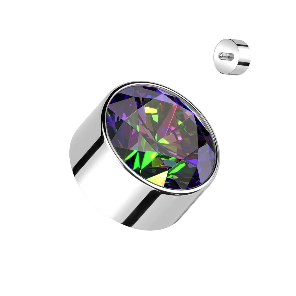 Internally Threaded Titanium Round Bezel Gem Tops