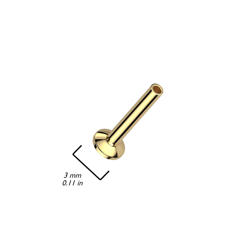 Surgical Steel Threadless Convex Base Labret - Post Only (3mm Base)