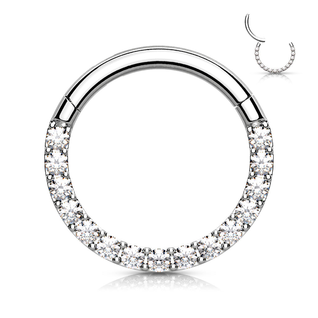 Pre-Sterilized Surgical Steel Ring with Front Facing Gems