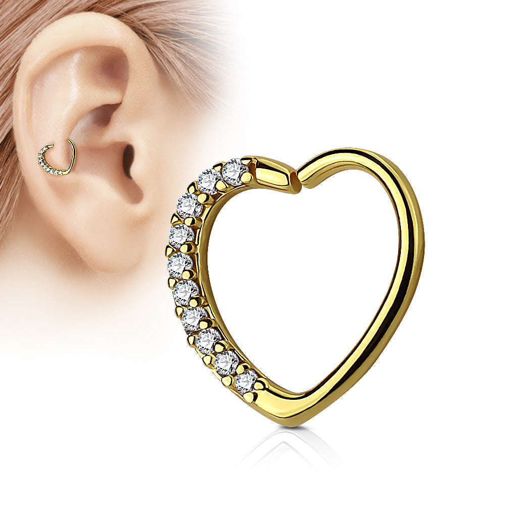 Surgical Steel Annealed CZ Heart Left or Right Ear