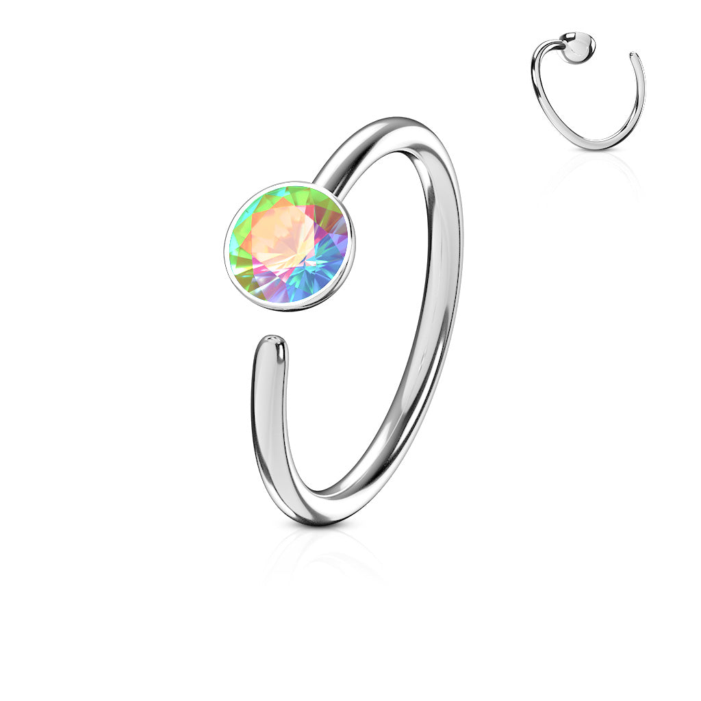 Single Gem End Annealed Surgical Steel Nostril Ring